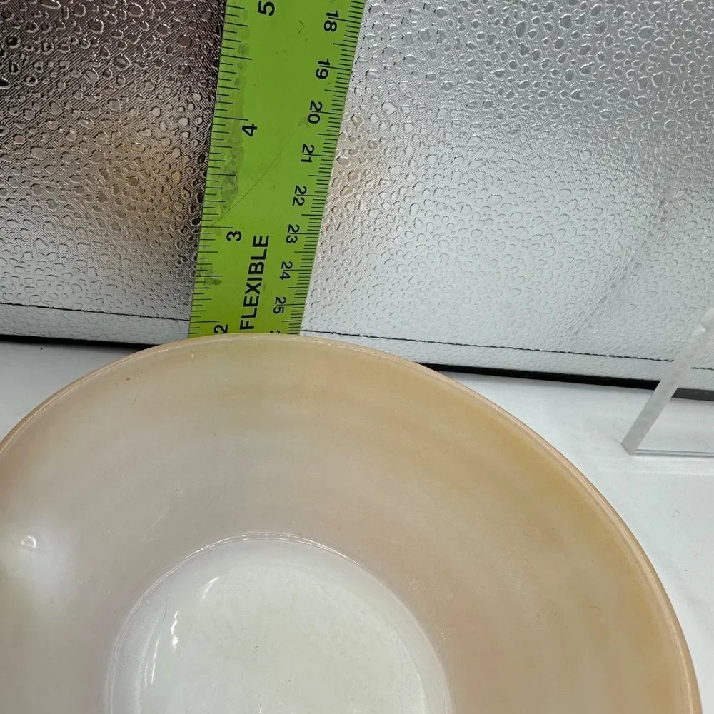 Fire King Oven Ware Ribbed Handled Soup Bowl Peach Luster Beehive Vintage